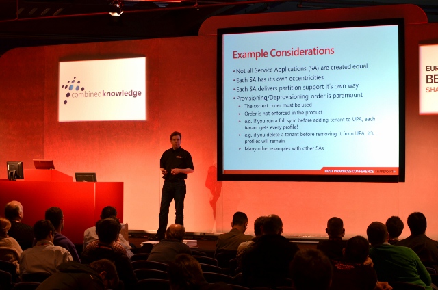 Spencer on stage at the Best Practices Conference, London, April 2011